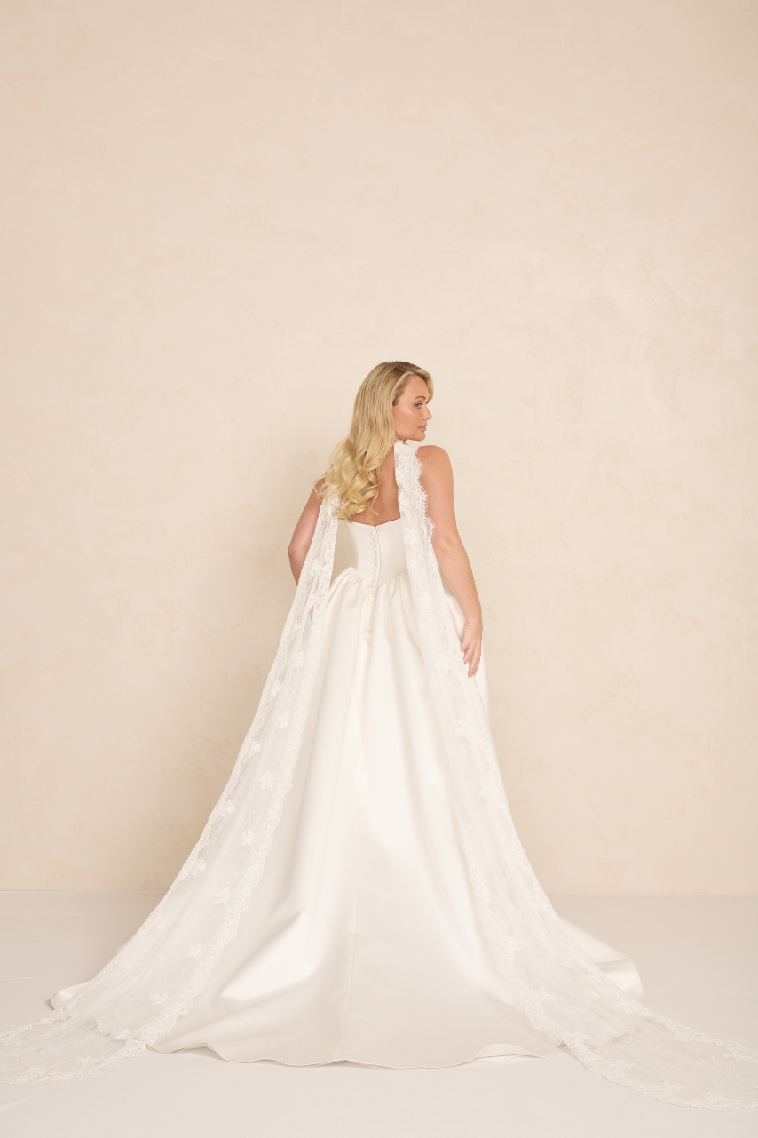 Wedding Dress with a Lace Scarf 